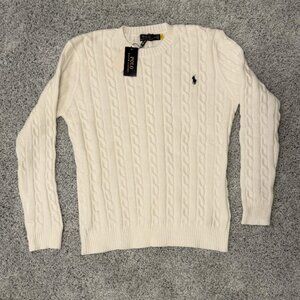 Polo Ralph Lauren Women's White Cable-Knit Sweater XL NWT